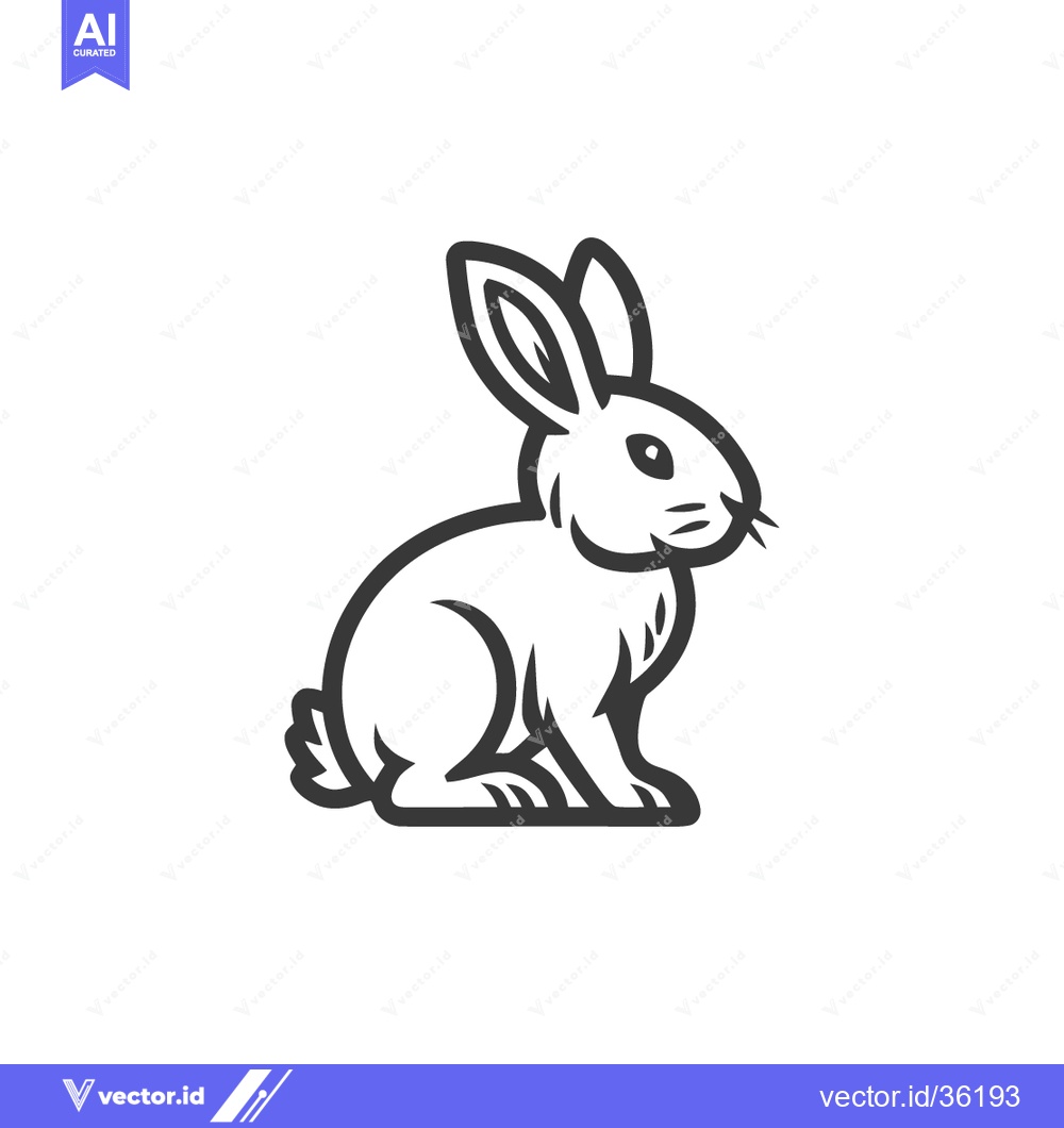 Premium Vector dari Minimalist Rabbit Illustration: Clean Lines, Elegant Design on White B
