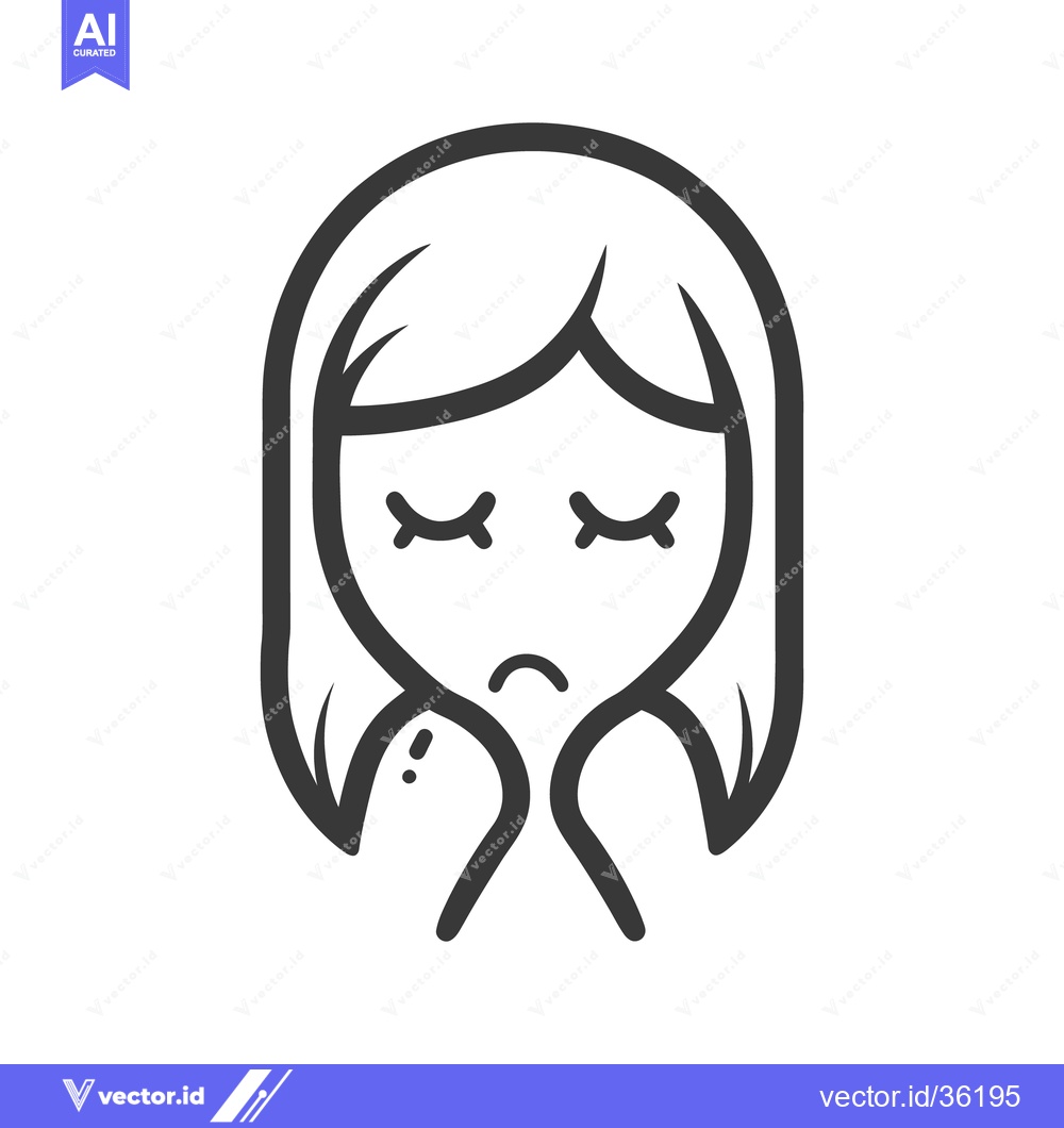 Premium Vector dari A simple black and white illustration of a sad womans face