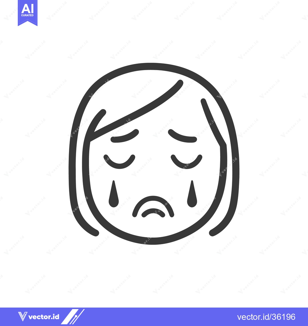 Premium Vector dari A Simple Illustrated Face Showing Sadness and Tears
