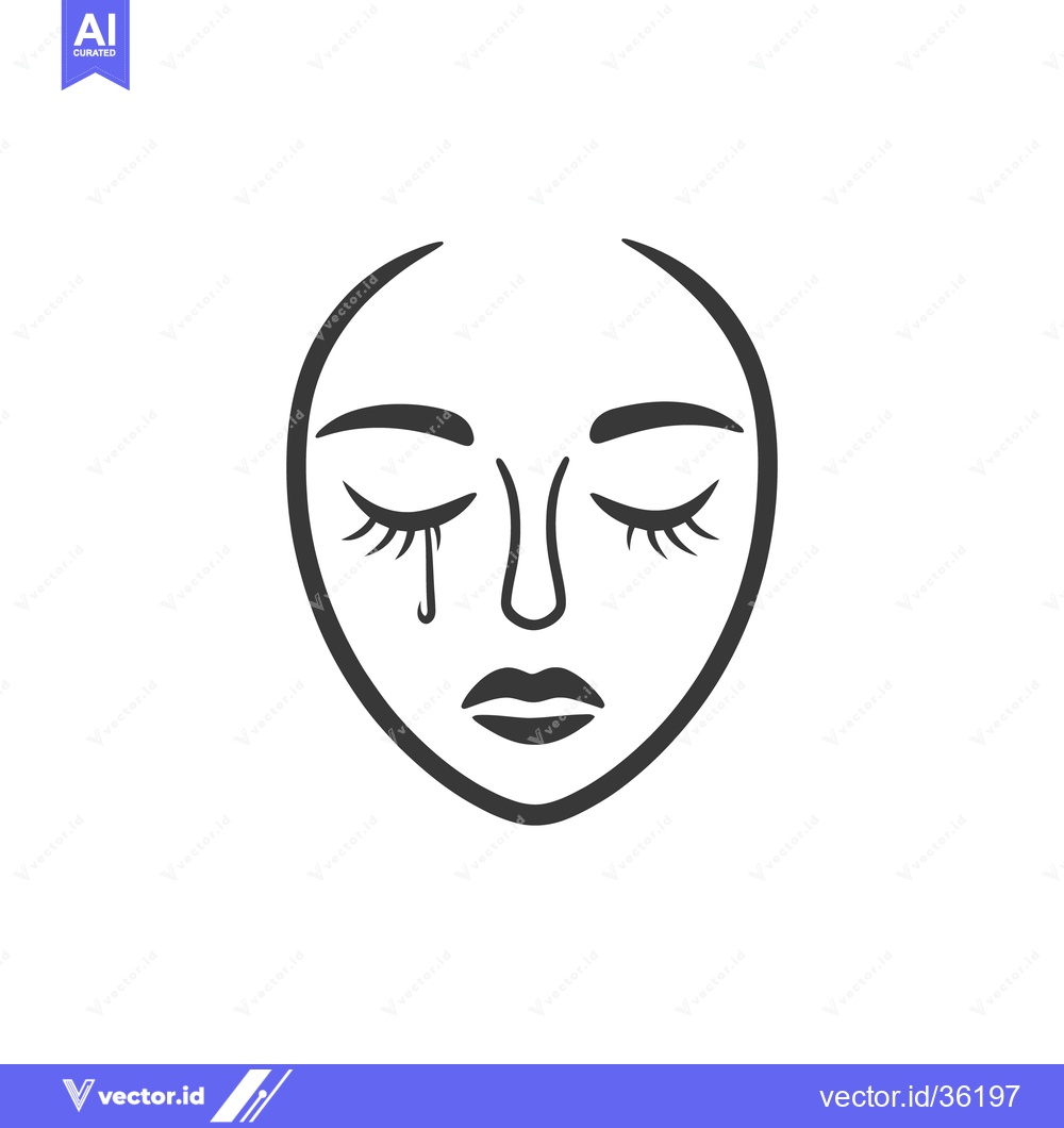 Premium Vector of A simple linear illustration of a tearful female face