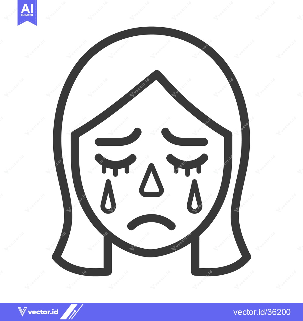 Premium Vector dari A simple black and white illustration depicting a sad face