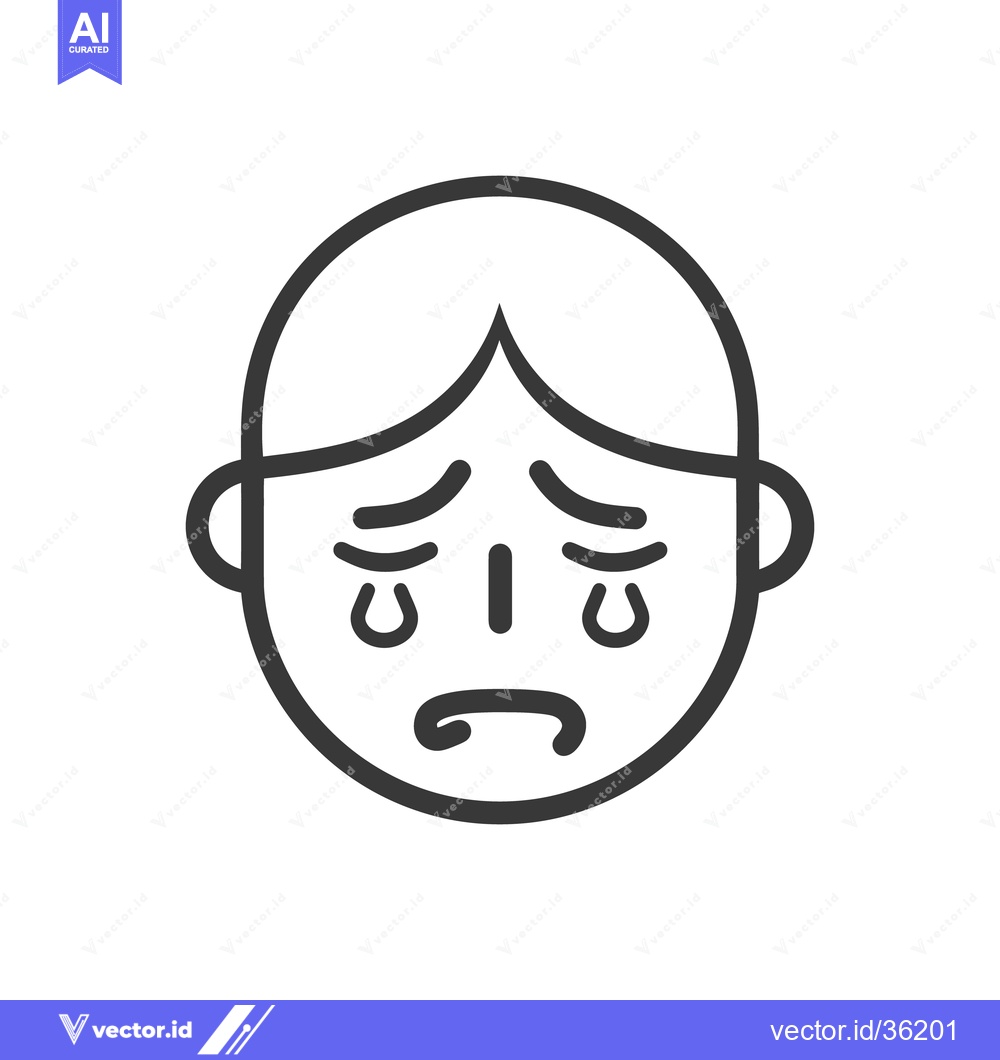 Premium Vector dari A simple line drawing portraying a sad crying person