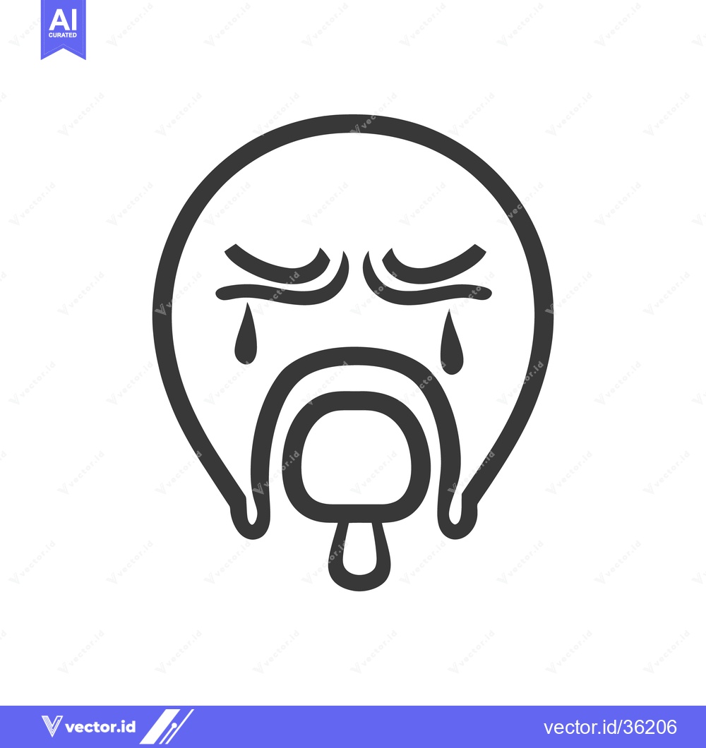 Premium Vector dari A stylized illustration of a crying face expression of sadness