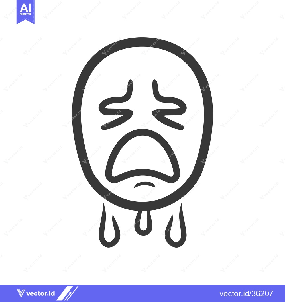Premium Vector dari A simple illustration depicting a weeping or crying emotion