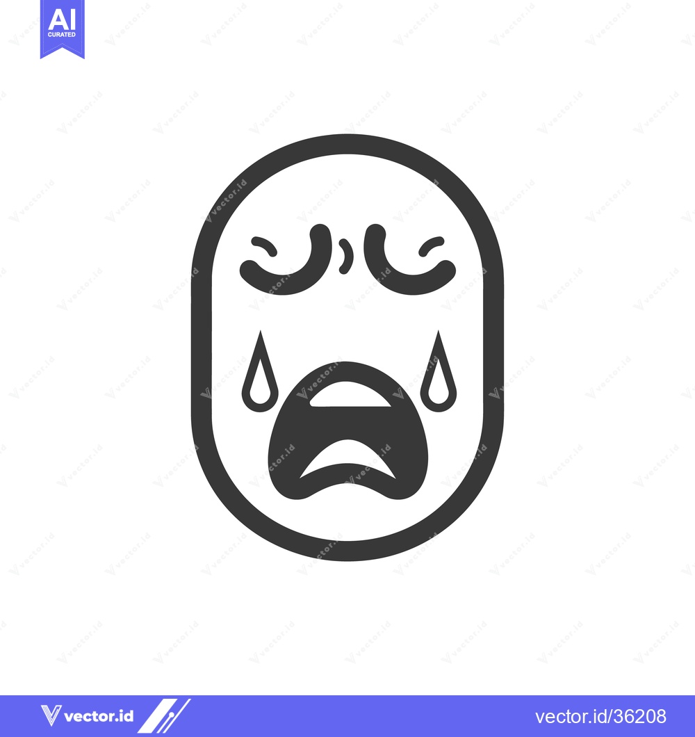 Premium Vector dari An oval shaped crying emoji with closed eyes and tears falling