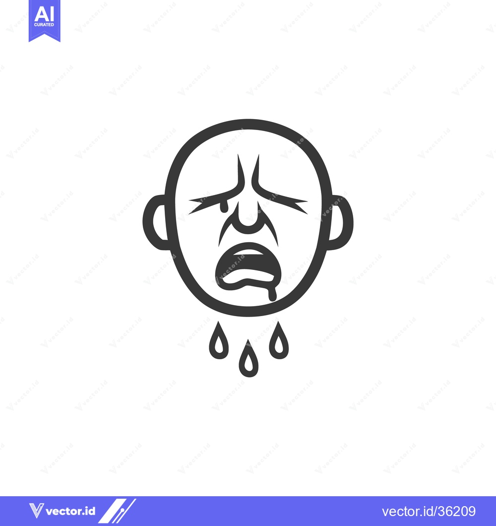 Premium Vector dari Illustration depicts a distressed human face with teardrops flowing do