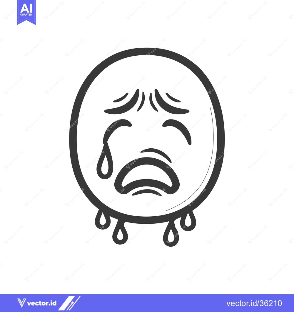 Premium Vector dari A simple cartoon illustration of a sad face crying tears