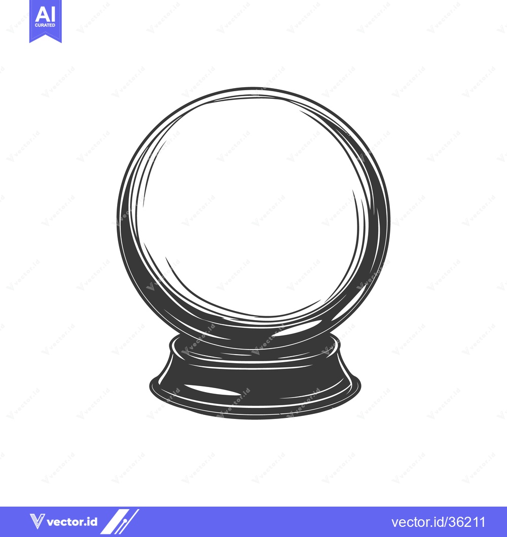 Premium Vector dari A grayscale illustration depicts a crystal ball on a stand
