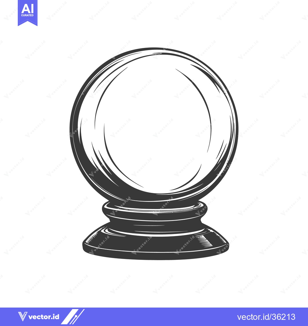 Premium Vector dari An illustrated crystal ball sits atop a simple supportive pedestal