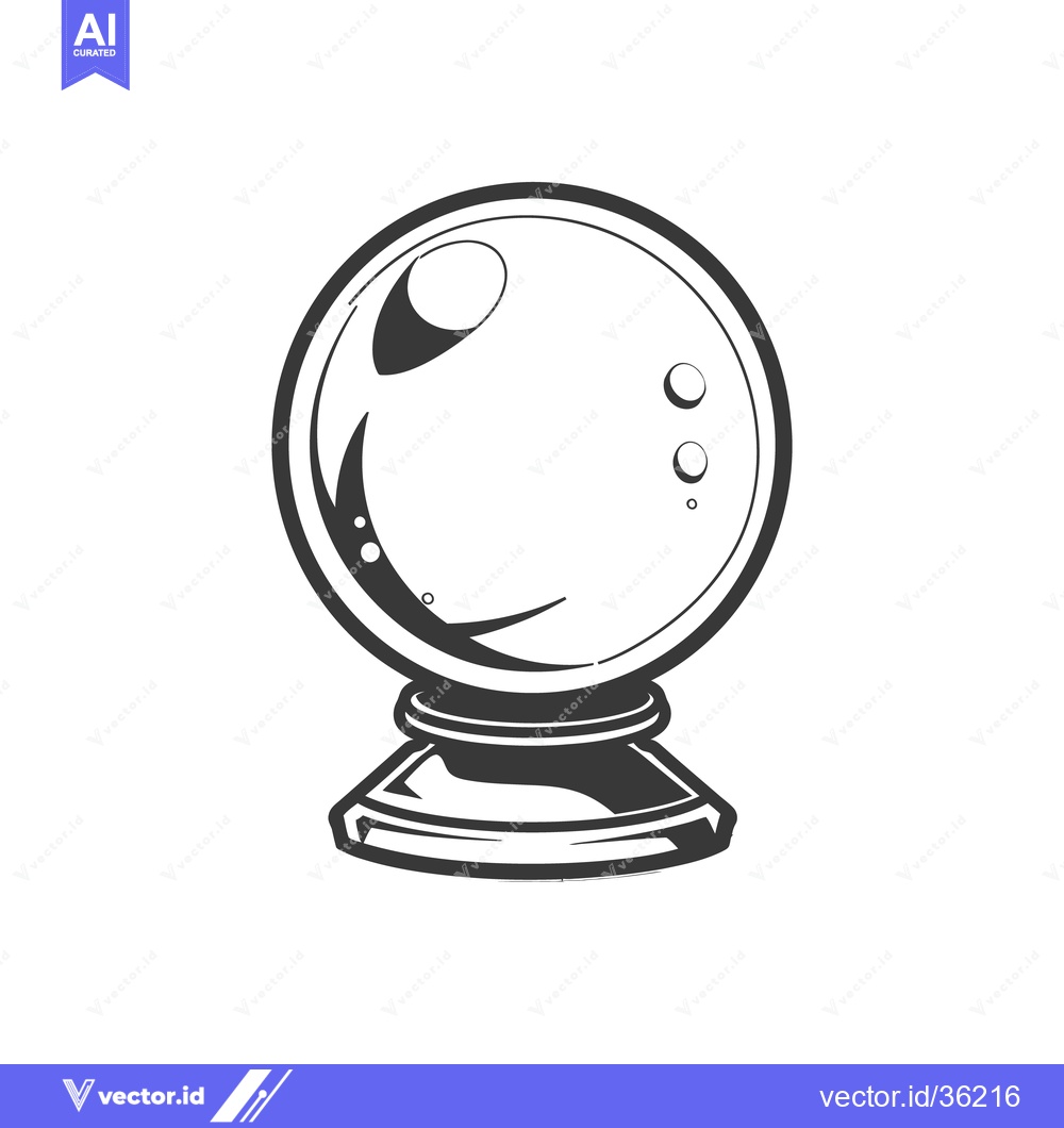 Premium Vector dari A crystal ball is resting upon a decorative circular base