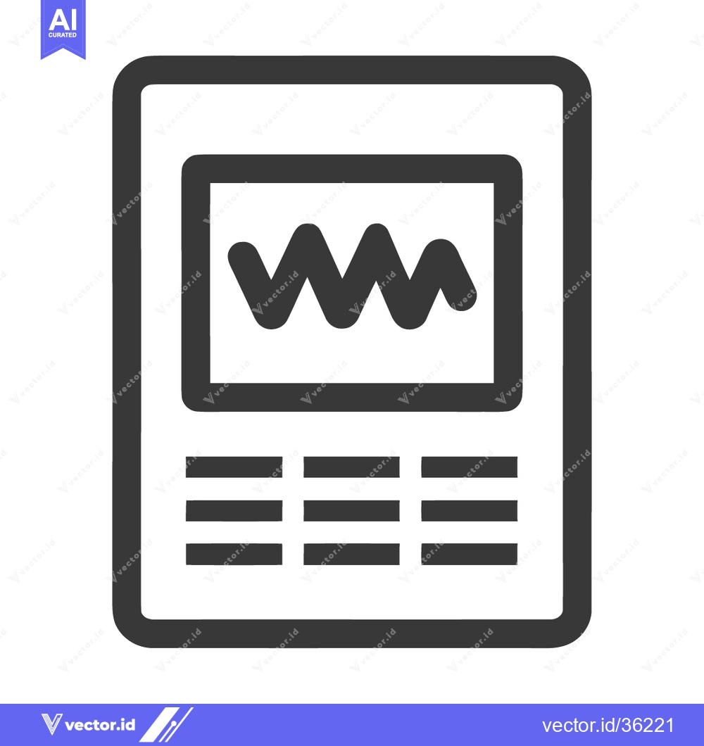 Premium Vector of Oscilloscope Icon: Waveform Display and Control Panel, Dark Gray Outli