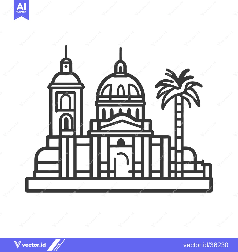 Premium Vector dari Detailed black and white line art depiction of architecture and nature
