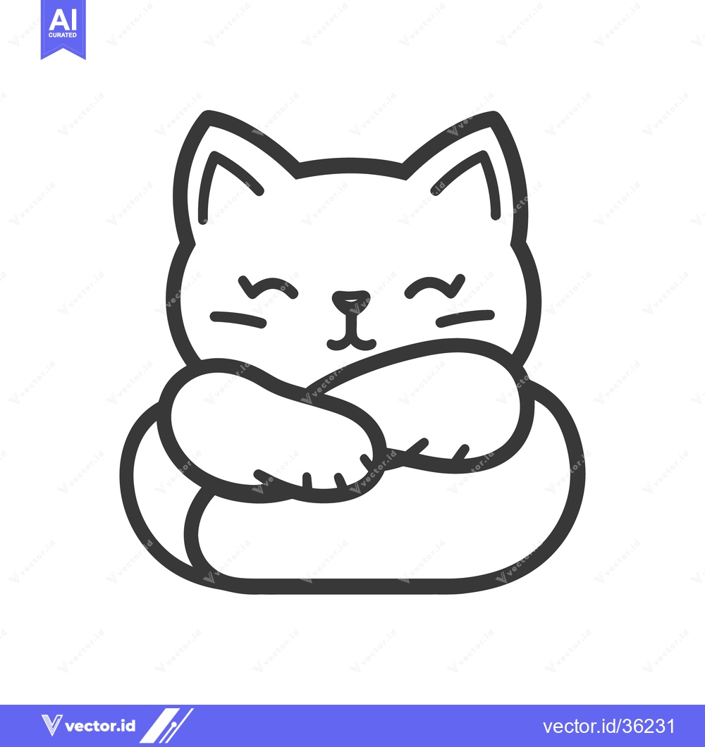 Premium Vector dari A Simple Adorable Cartoon Drawing Depicting a Resting Cat