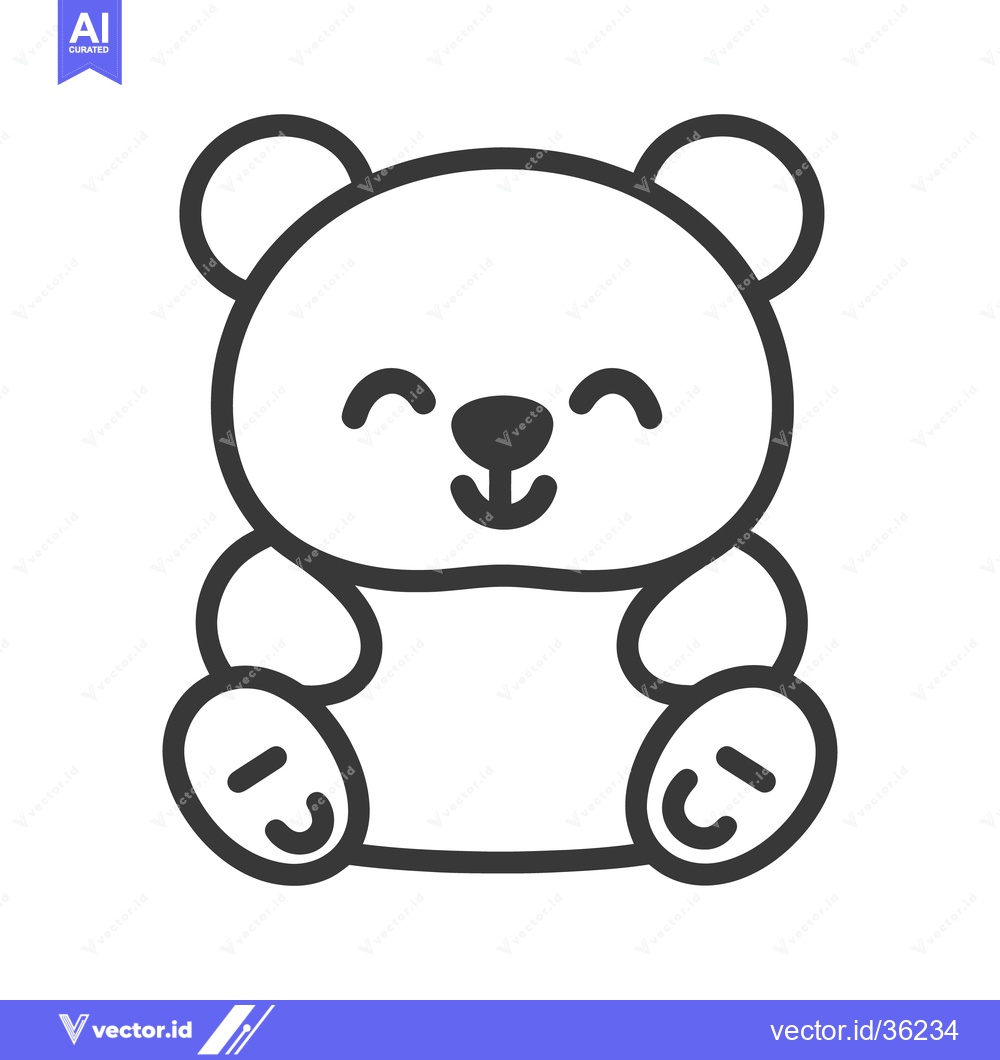 Premium Vector dari A Simple Line Drawn Illustration of a Smiling Teddy Bear
