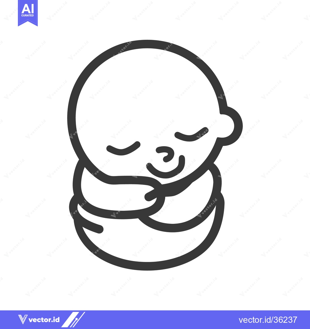 Premium Vector of A stylized illustration showing a sleeping baby in a curled position