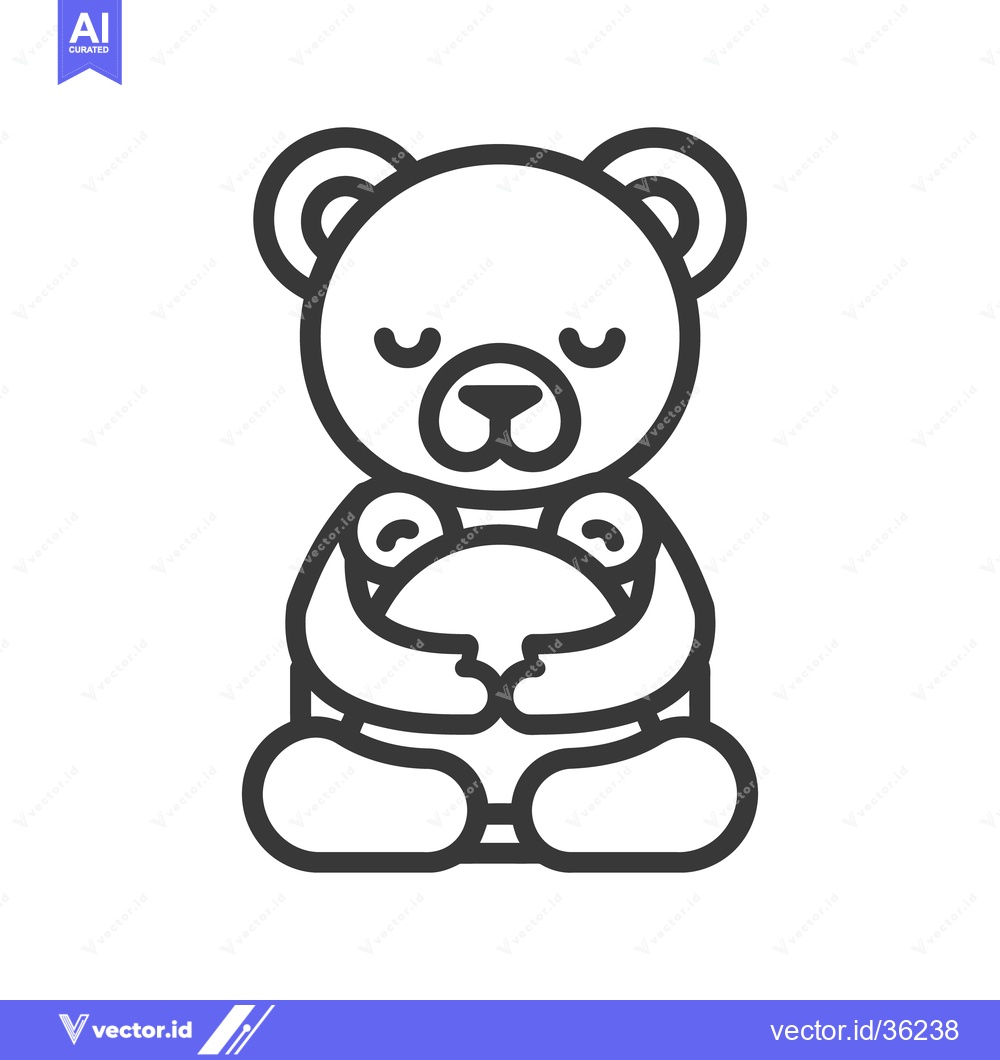 Premium Vector of A simple line drawing of a teddy bear holding something