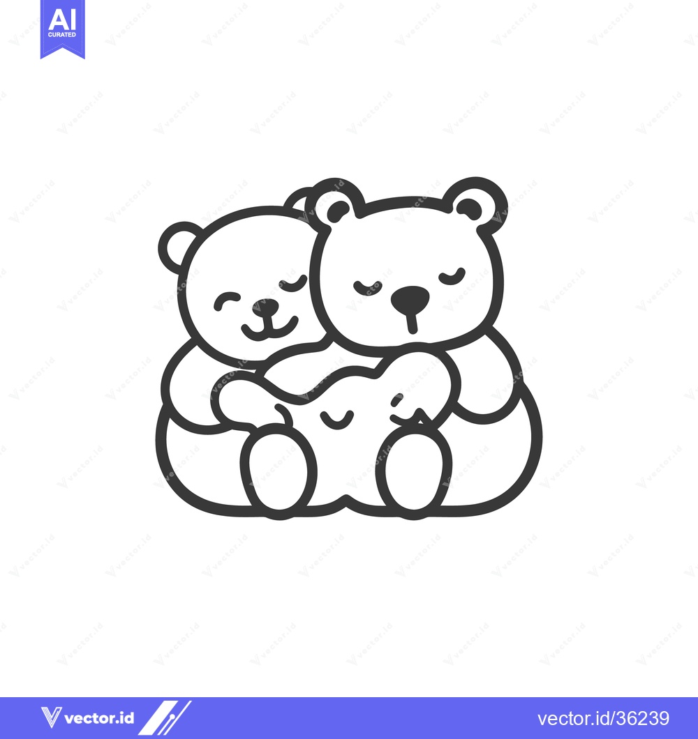 Premium Vector dari Three Smiling Teddy Bears Cuddle Each Other Closely Together