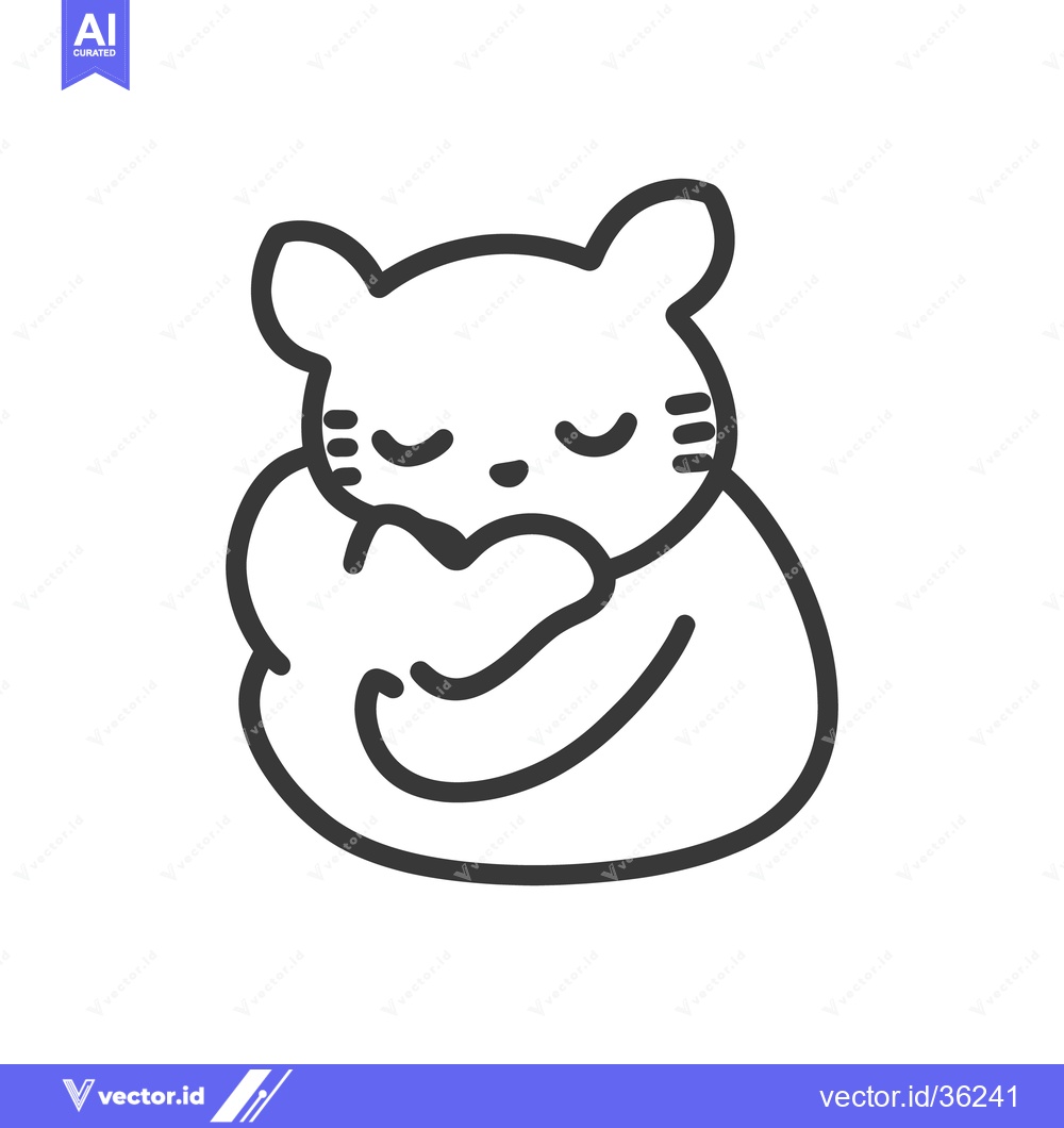 Premium Vector dari A cute sleeping animal character hugging a heart shape illustration