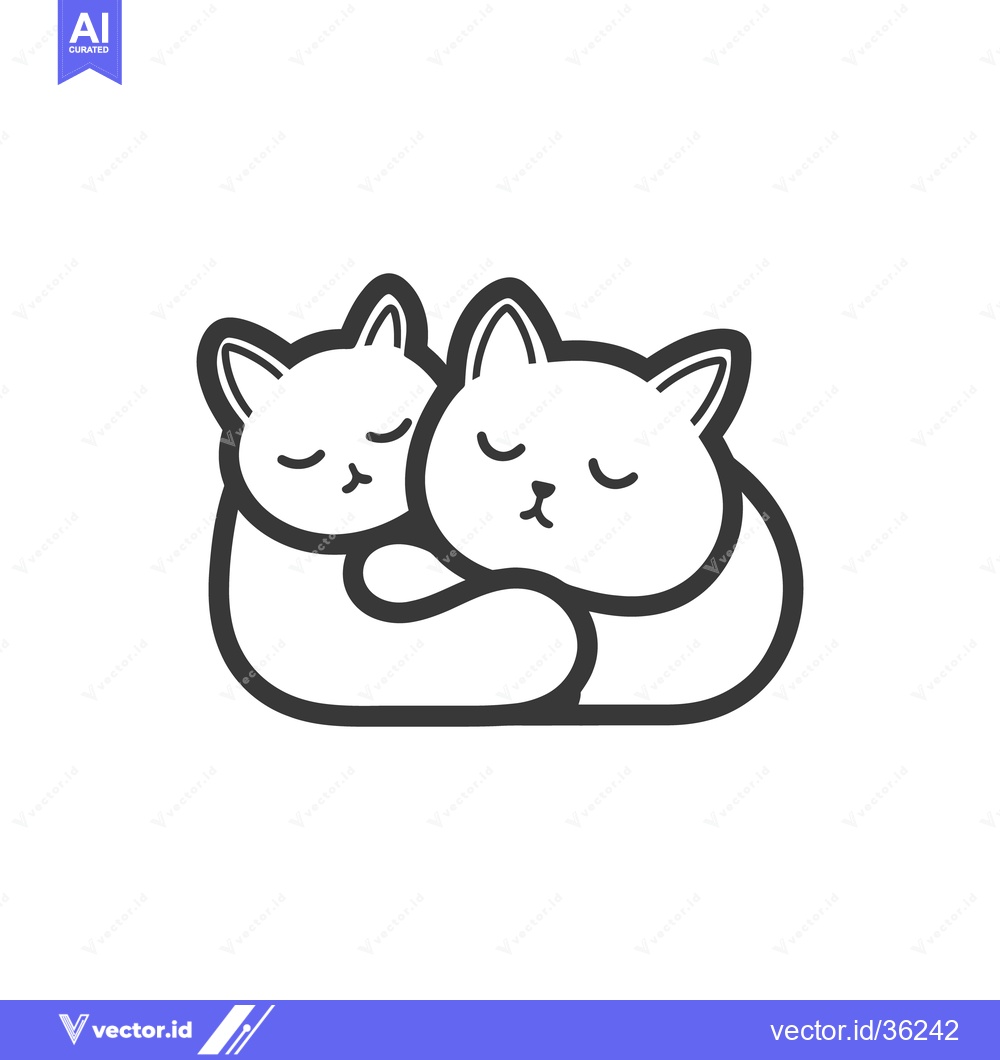 Premium Vector dari Two adorable cats in a loving embrace are sleeping together