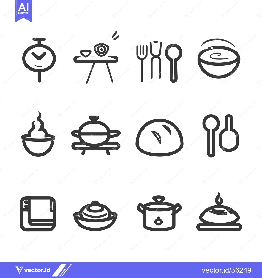Premium Vector dari Simple minimalistic icon designs representing cooking and food prepara
