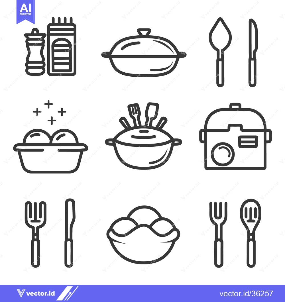 Premium Vector of A collection of cooking and dining utensils and vessels