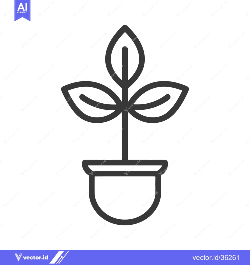 Premium Vector dari A simple black and white line illustration of a potted plant