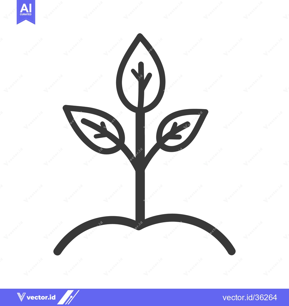 Premium Vector of A Simple Line Art Representation of a Small Plant