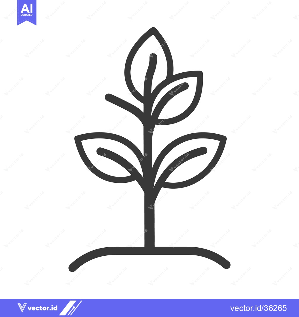 Premium Vector dari A simple line drawing showing a small plant growing upwards