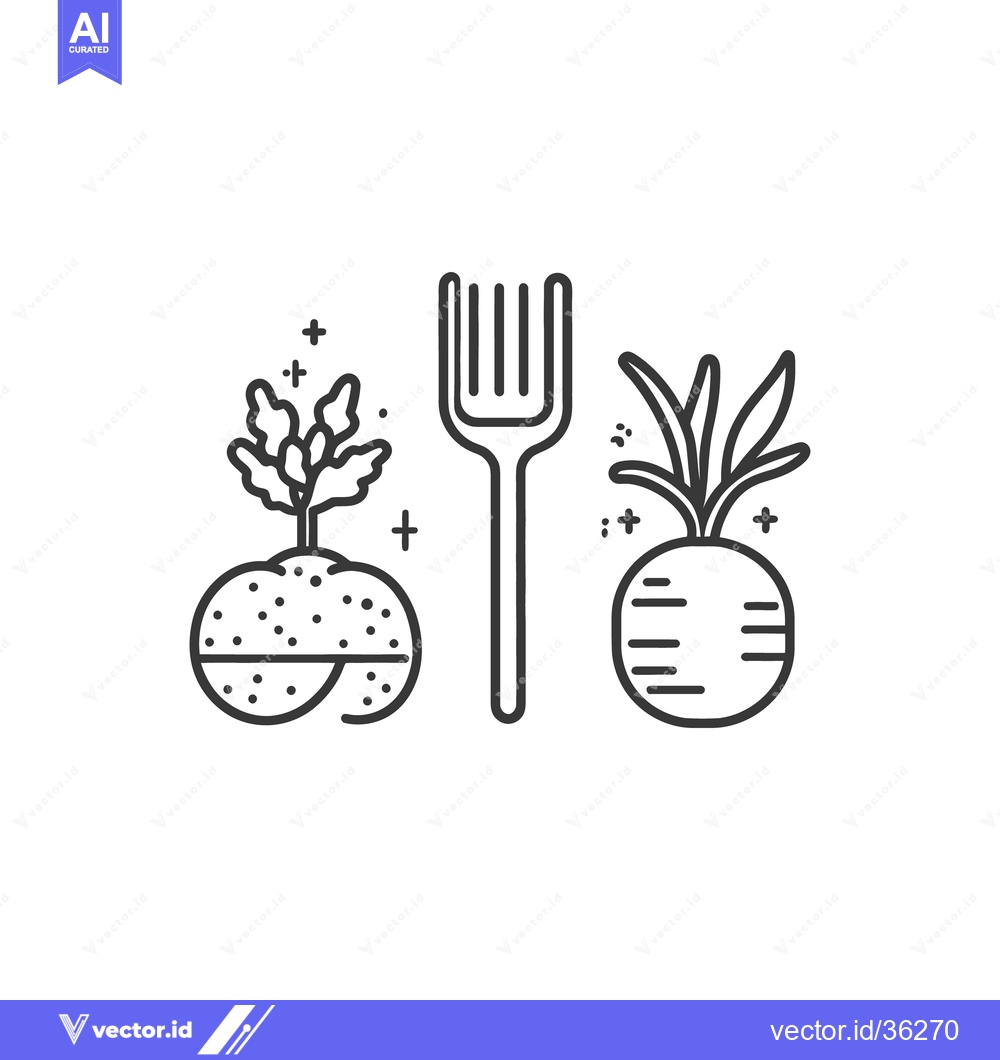 Premium Vector dari Illustration presenting vegetables and a fork in line art style