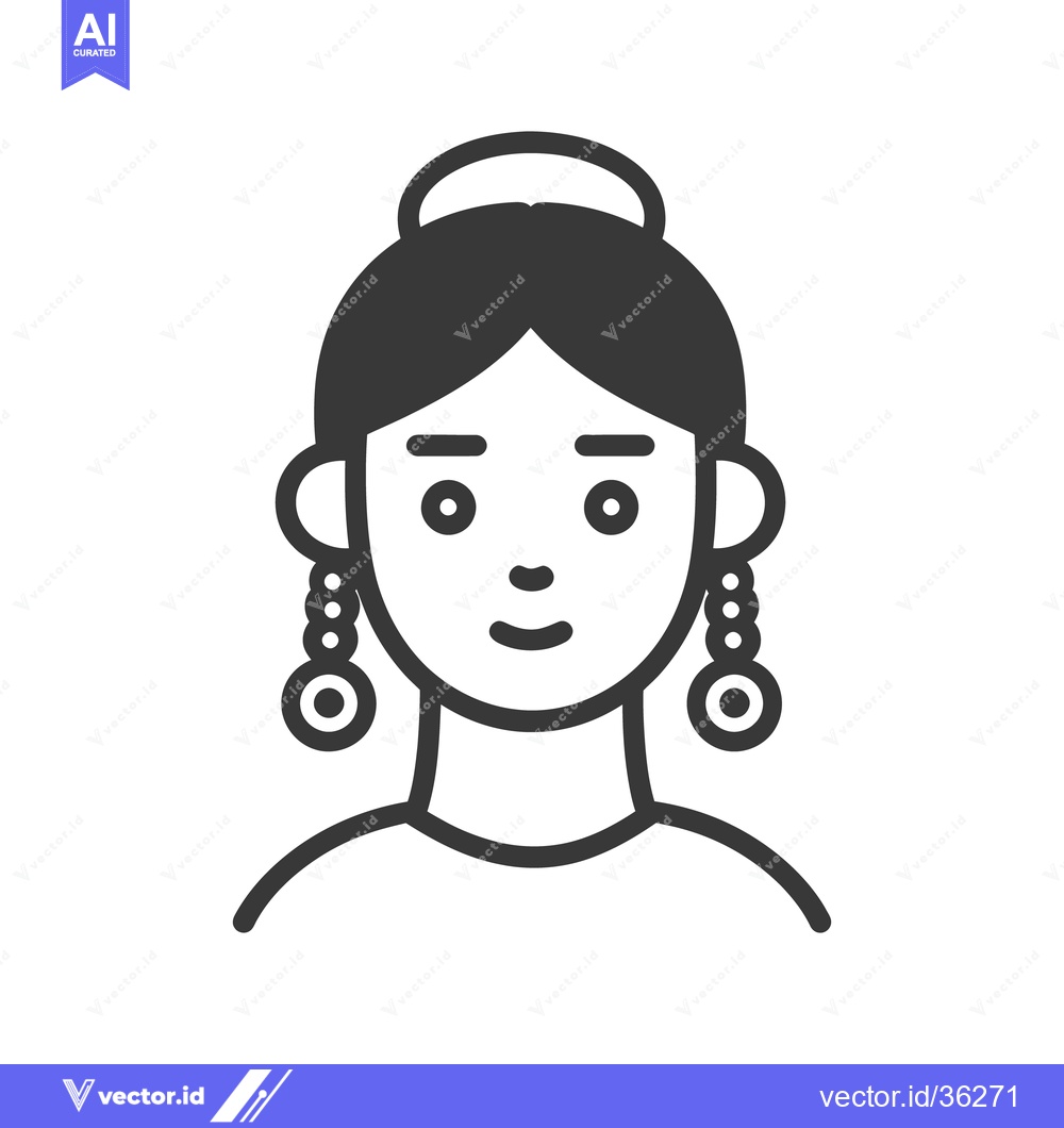 Premium Vector dari A female person is depicted with earrings and simple hairstyle