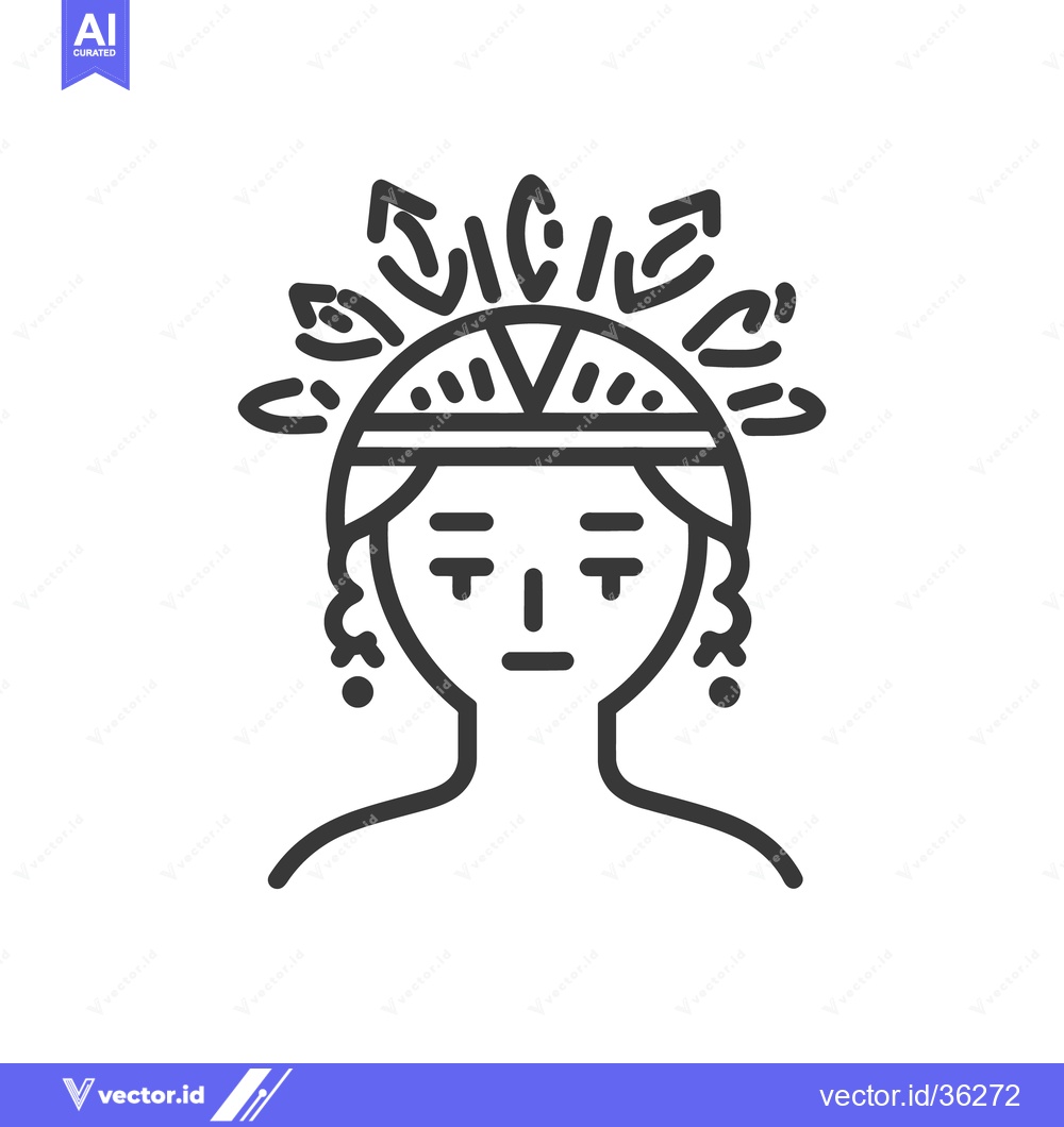 Premium Vector dari Simple illustration depicts a Native American person adorned with feat