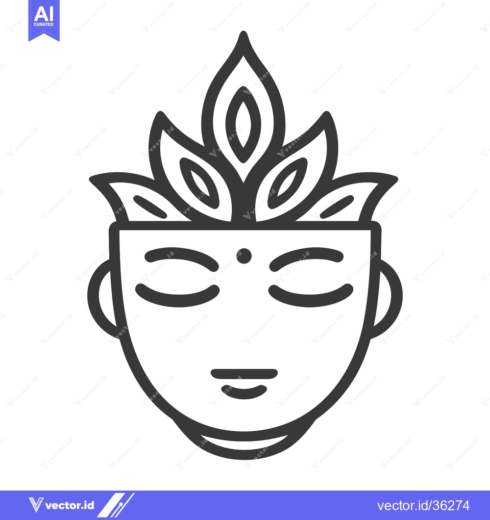 Premium Vector dari A peaceful face with closed eyes and decorative plant features