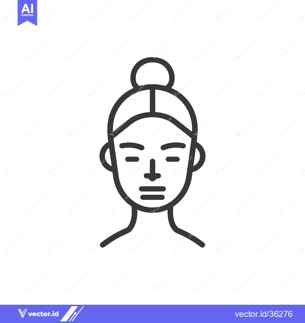 Premium Vector of Simple illustration of a woman with a hair bun and closed eyes