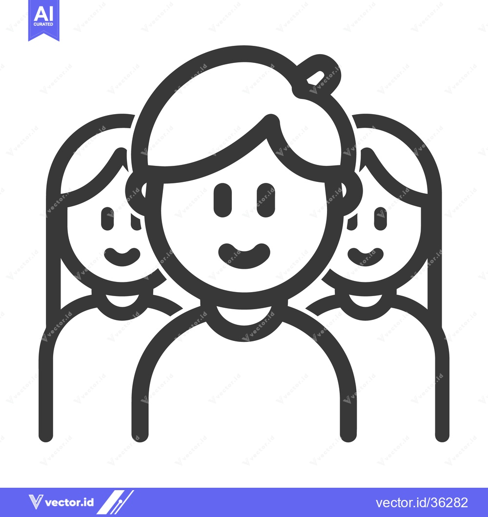 Premium Vector of Group of three smiling people depicted in a simple line drawing