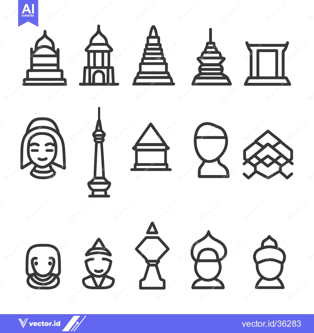 Premium Vector dari Stylized architectural structures and people are presented in line art