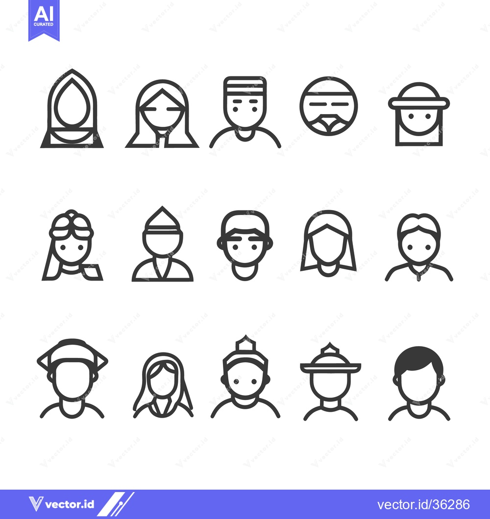 Premium Vector dari A Collection of Vector Illustrations Depicting Diverse Human Faces