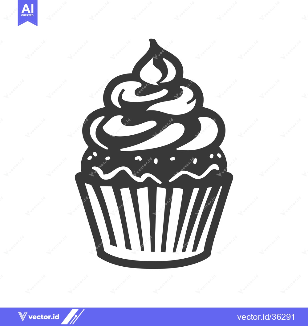 Premium Vector of A detailed illustration featuring a delicious looking cupcake with fro