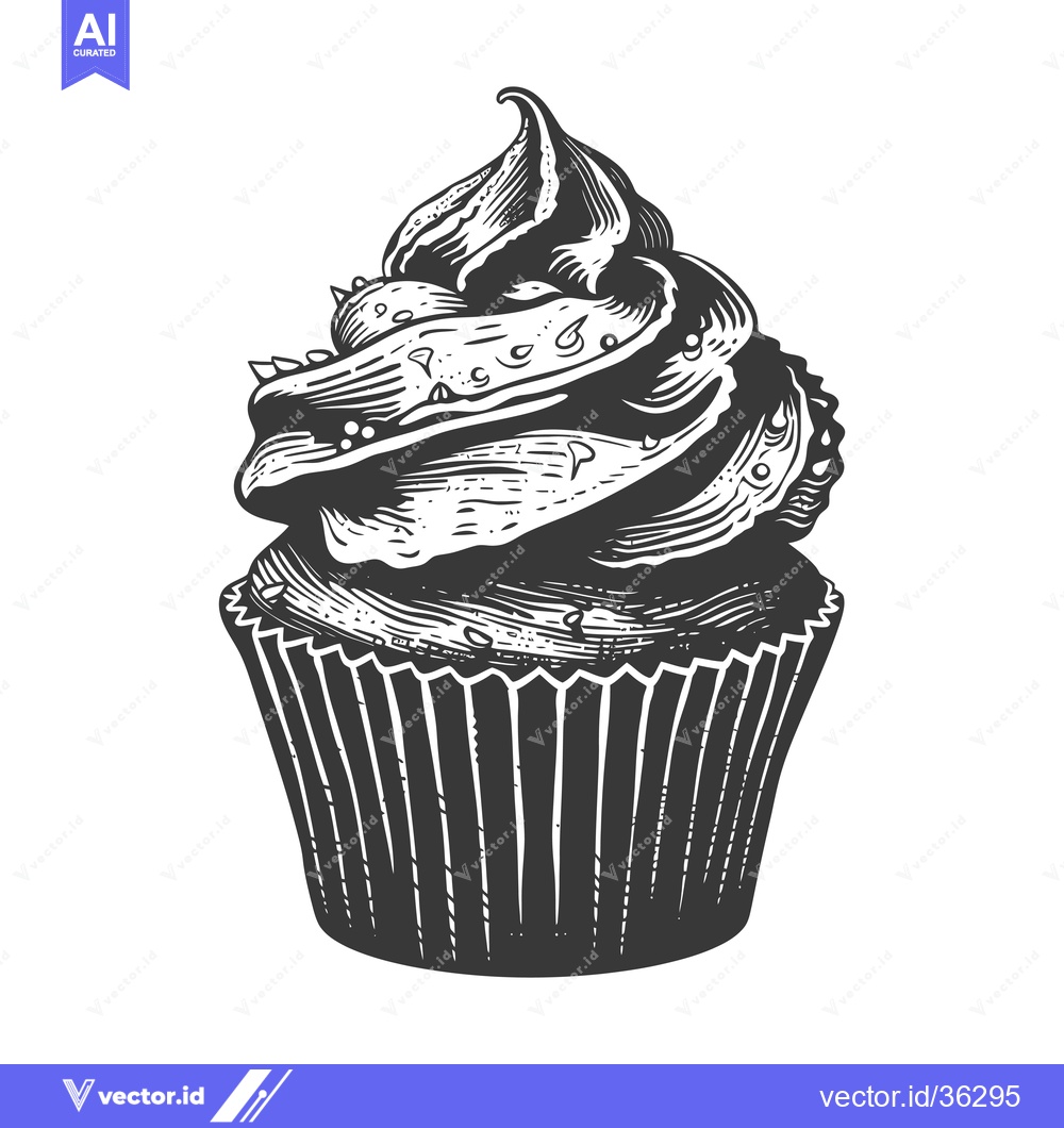 Premium Vector of A Delicious Swirled Cupcake With Icing