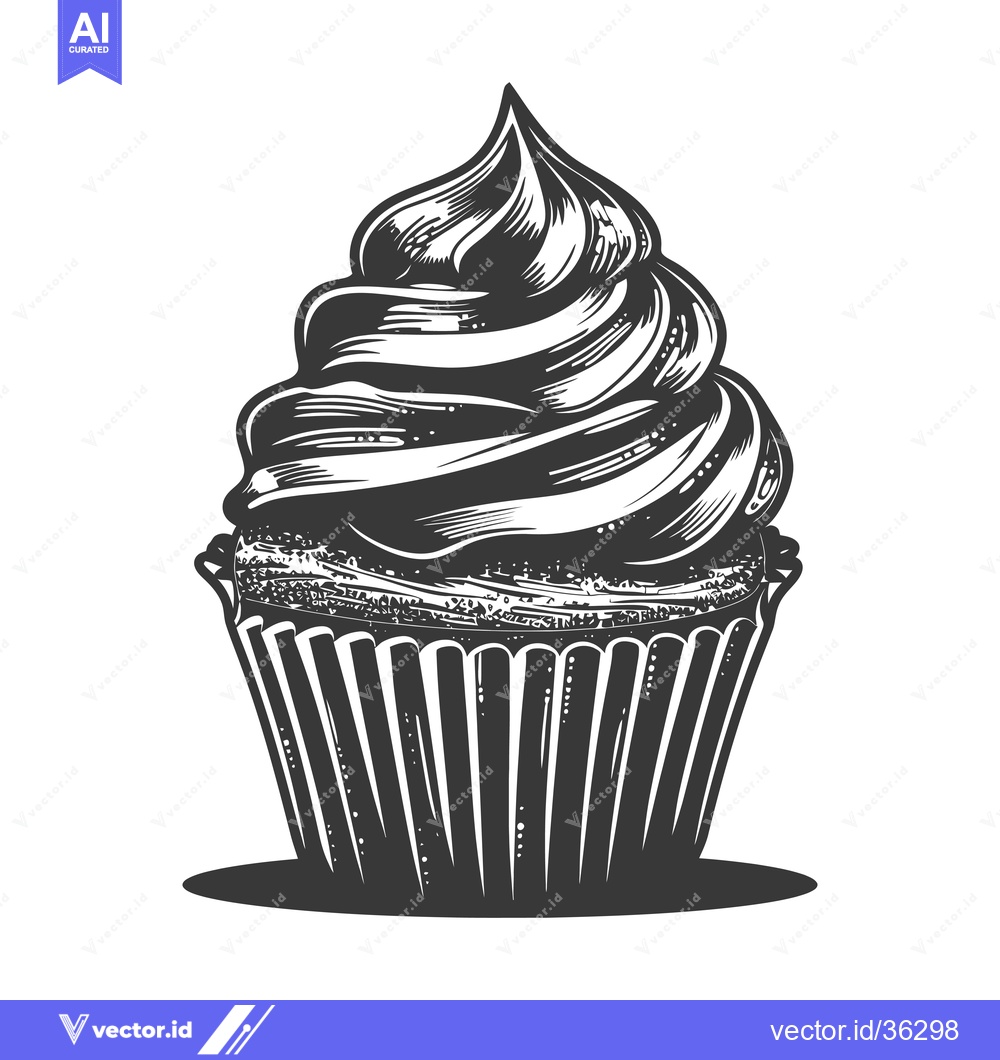 Premium Vector of Delicious Swirled Frosting Cupcake Delightful Treat