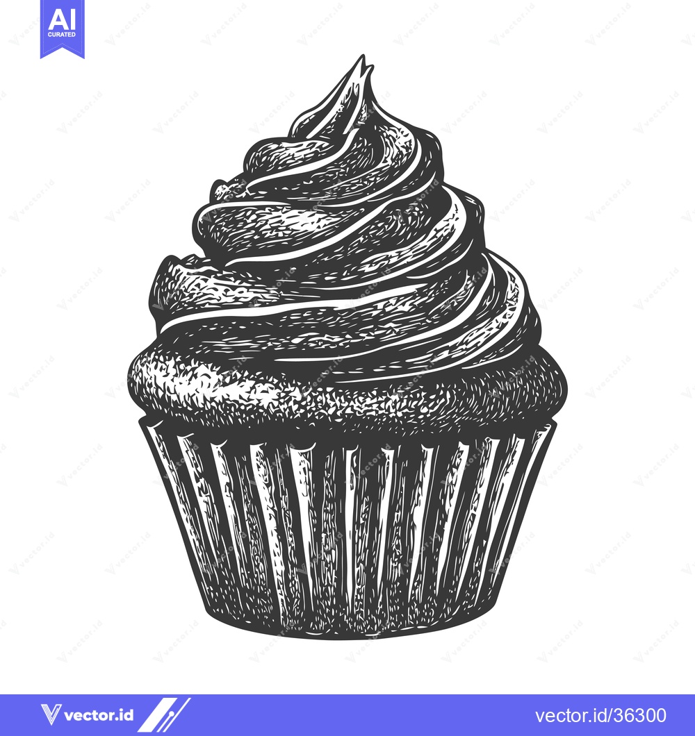 Premium Vector of Delicious Swirled Cupcake Sweet Treat Bakery Dessert