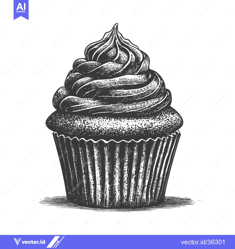 Premium Vector dari Delicious Swirled Cupcake A Sweet Treat Baked Delight