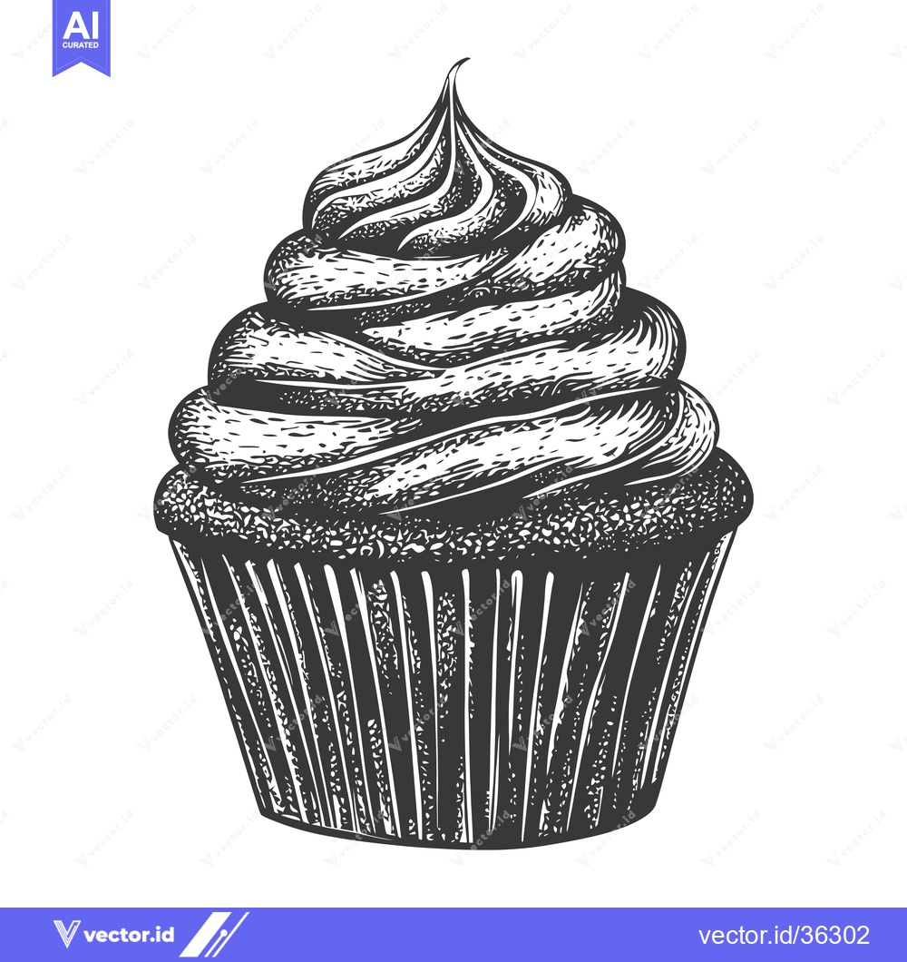 Premium Vector of Delicious Swirled Frosting Cupcake Sweet Treat