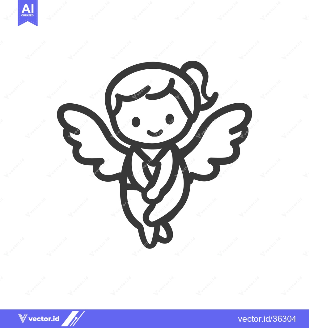 Premium Vector dari A minimalist cartoon illustration of a cute angel with wings