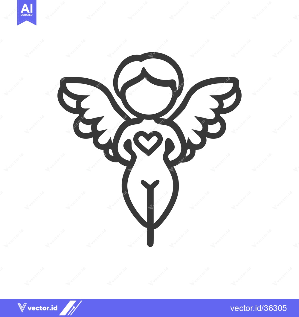 Premium Vector dari An illustration featuring a heart adorned angelic winged figure