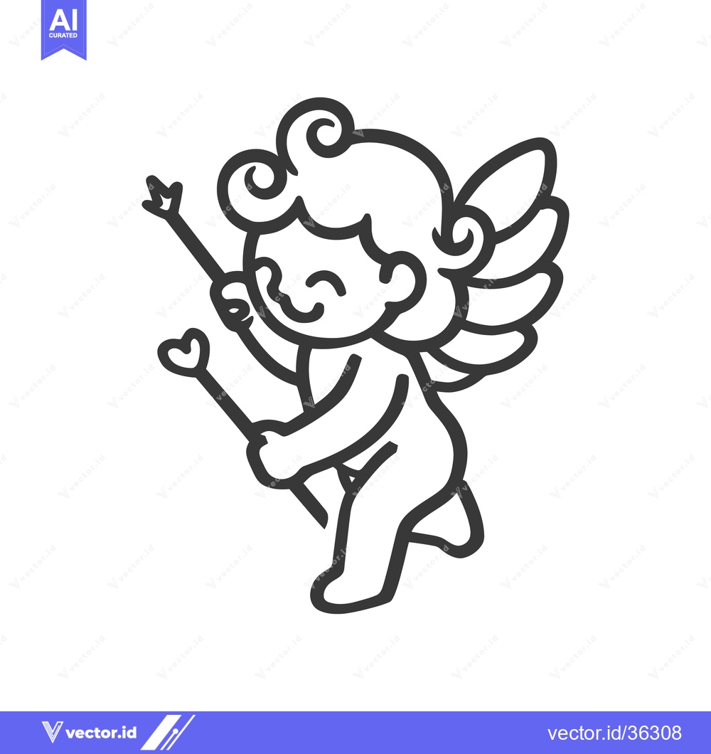 Premium Vector dari A smiling cherubic angel with wings and two heart arrows