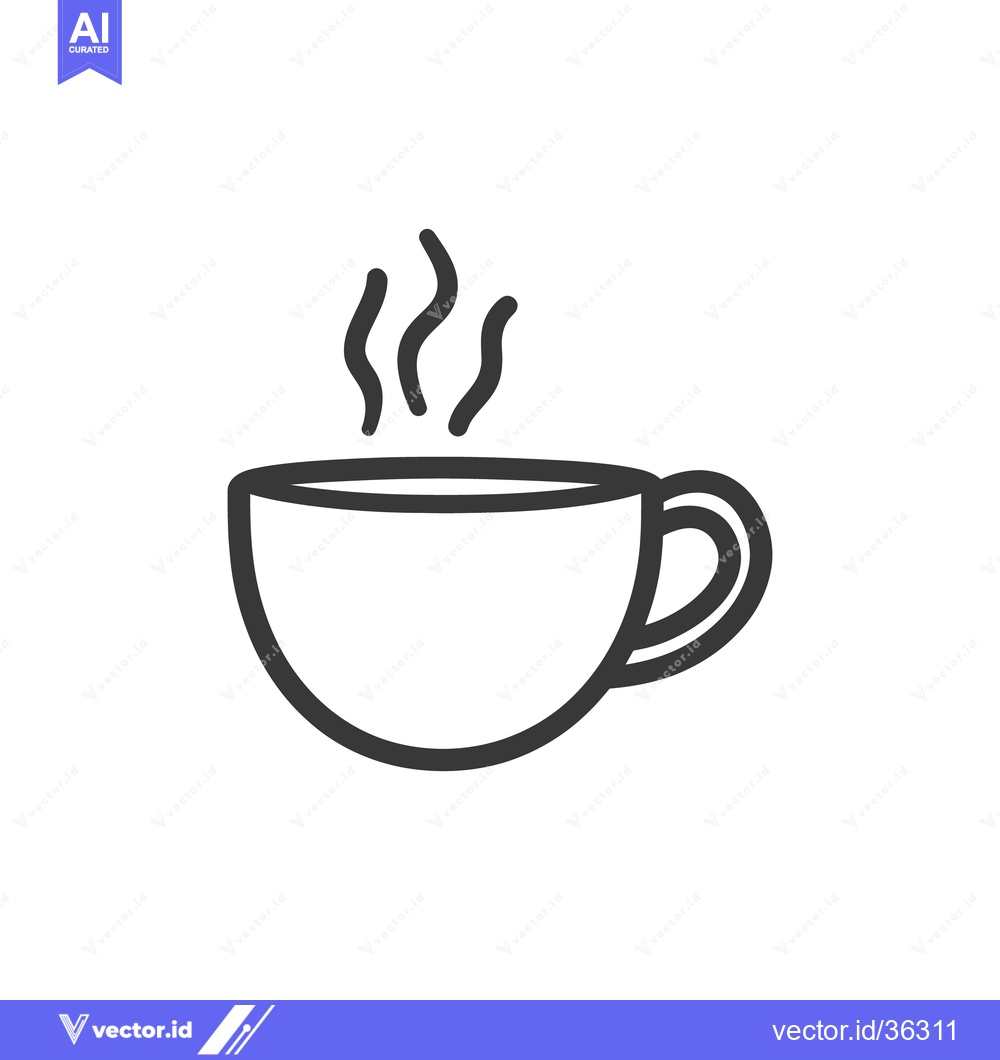 Premium Vector of A simple line illustration depicting a steaming beverage in a cup
