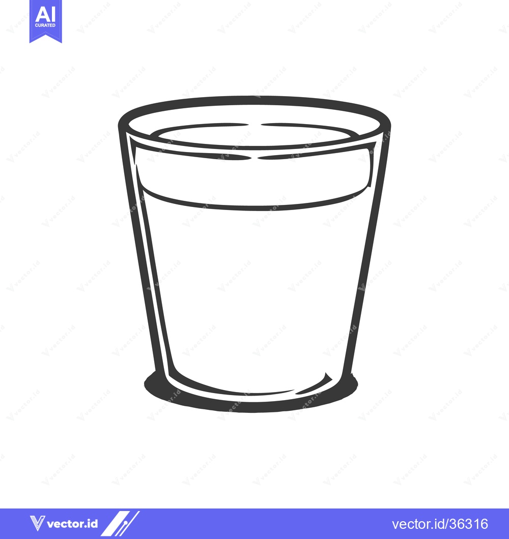 Premium Vector dari A filled transparent glass appears on a bright white background