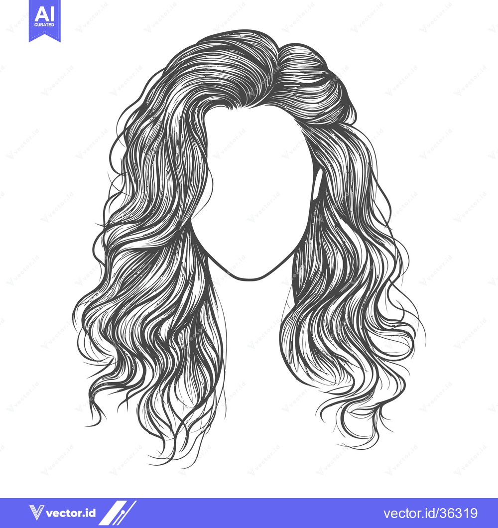 Premium Vector dari A drawing of wavy and flowing long hair style