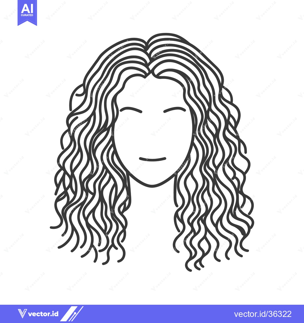 Premium Vector dari A simple outline portrait of a face with wavy hair