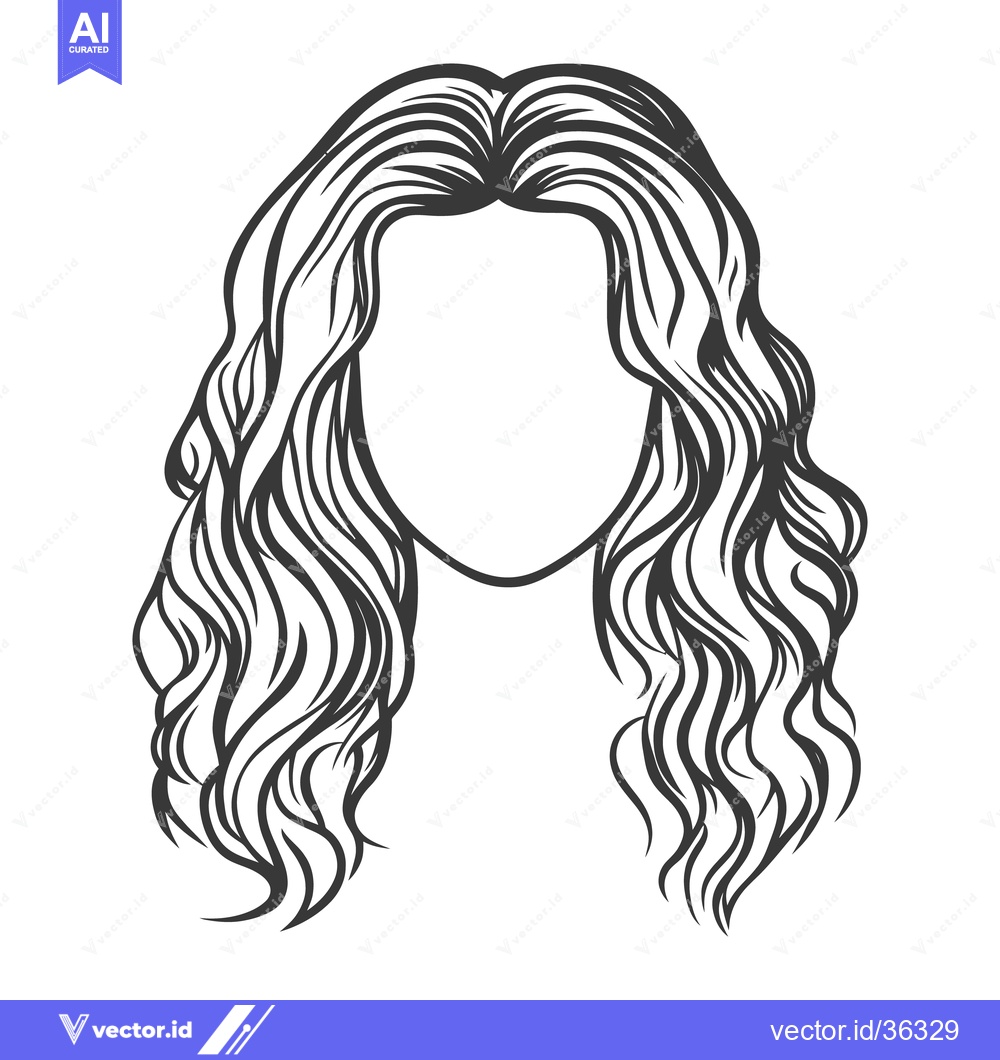 Premium Vector dari Stylized illustration of flowing wavy hair on a blank face